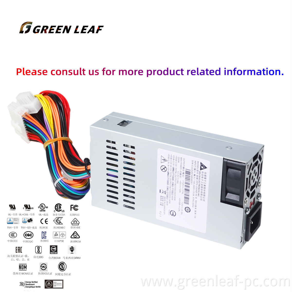 100% New 250W 1U Power Supply AC100-240V 24PIN